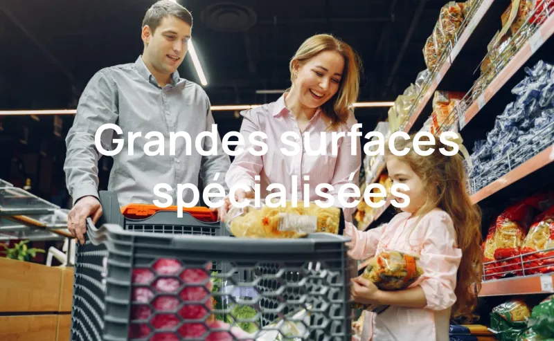 family in supermarket